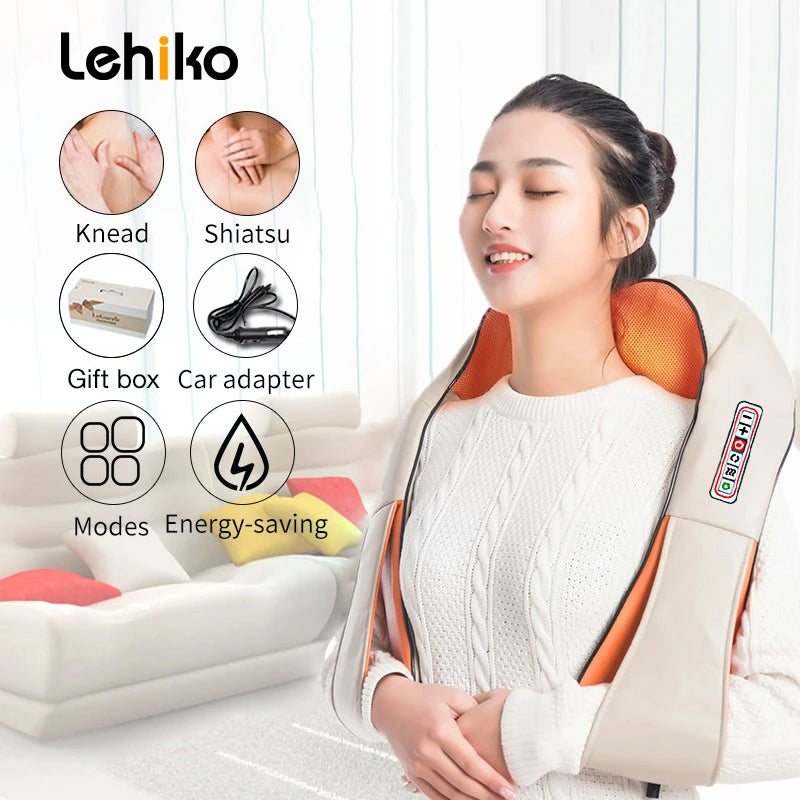 U-vormige Elektrische Shiatsu Rug-, Nek- en Schoudermassager