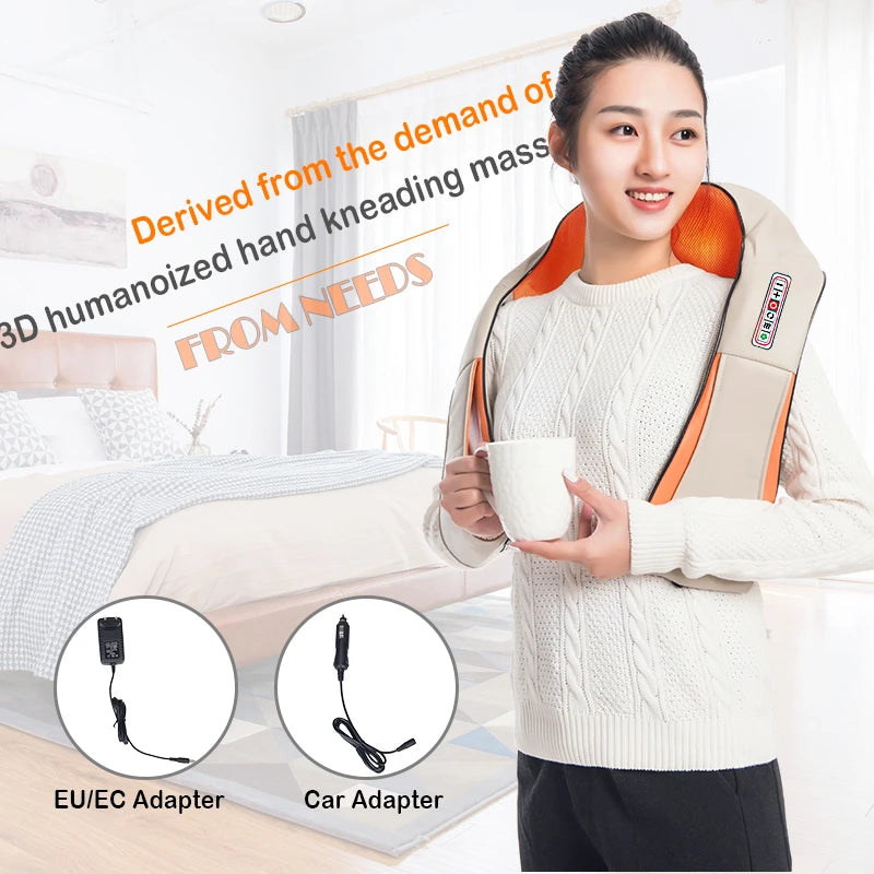 U-vormige Elektrische Shiatsu Rug-, Nek- en Schoudermassager