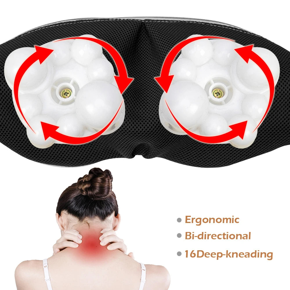 U-vormige Elektrische Shiatsu Rug-, Nek- en Schoudermassager