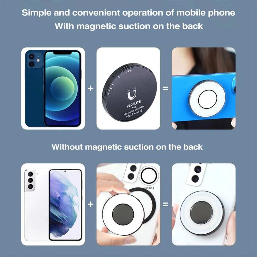 Magnetische Clip-On Smartphone Ring LED Lamp